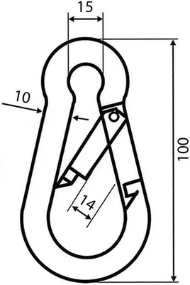 Produktbild von Feuerwehrkarabinerhaken Karabinerhaken 4,5,6,7,8,9,10,11,12 mm Karabiner Haken - Größe: 10 - Menge: 10