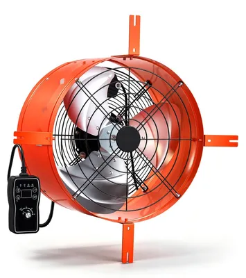 Produktbild von Giebellüfter - Dachbodenventilator - 40,6 cm - 4.995 m³/h Luftstrom - Mit Thermostat - Kohlenstoffstahlgehäuse - Für Dachboden, Werkstatt und Lager - Orange