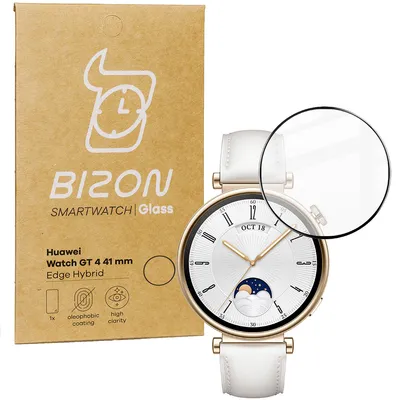 Produktbild von Bizon Hybridglas Schützglas Uhrenglas Displayschützglas für Huawei Watch GT 4 41mm Schwarz