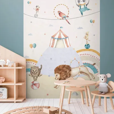 Produktbild von Profhome 770721-GU Fototapete Kindertapete grau rot orange blau 1,59 m x 2,8 m