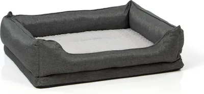 Produktbild von orthopädisches Hundebett mit kuschelig weichem Kaninchen Fellimitat · 85 x 70 cm · daytona grau
