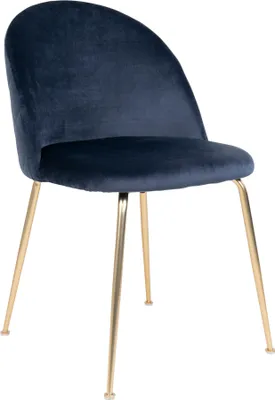 Produktbild von Eleganter Stuhl GENF (2er Set) blau Samt - Beine in Messing-Look