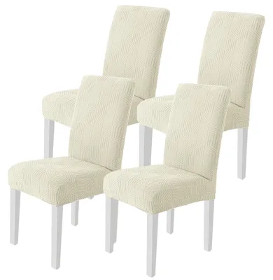 Produktbild von Set mit 4 elastischen Stuhlhussen, abnehmbar, waschbar, strapazierfähig und universell einsetzbar für Hotels, Bankette, Küchen, Restaurants, Hochzeiten und Partys, beige