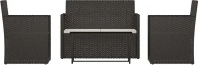 Immagine prodotto di vidaXL Set da salotto da giardino 4 pezzi con cuscini in polirattan nero