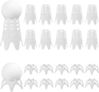 Produktbild von Golftrainingset mit 20 Kunststoff-Tees, für Innen- und Außenbereich, Wintergras geeignet, 10 lang und 10 kurz.