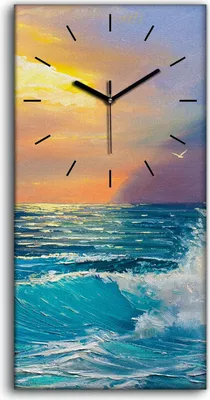 Produktbild von Wandbild Leinwand Bilder Wanduhr Kunstdruck 30x60 Kunst Malerei Meereslandschaft - schwarze Hände