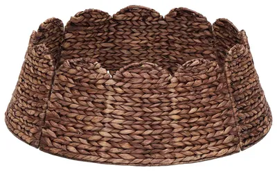 Zdjęcie produktu dla Dekoracyjna obwódka pod choinkę, okrągła, brązowa, wykonana z hyacyntu wodnego, średnica 60 cm, wysokość 22 cm