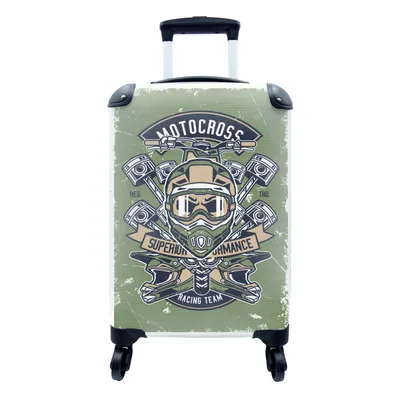 Obrázek produktu pro Kufr Příruční zavazadlo na kolečkách Malý cestovní kufr na 4 kolečkách Mancave - Motorka - Přilba - Retro - Velikost kabiny < 55x40x23 cm a 55x40x20