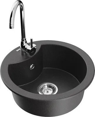 Produktbild von Mexen Diego 1-Becken-Granit-Spüle mit Mischbatterie Telma, Schwarz gesprenkelt - 6512-76-670200-00