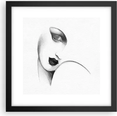 Produktbild von Gerahmtes Poster - Schwarzer Rahmen - Porträt Frau Skizze - 30x30 cm - Wand Bild - Wanddeko - Wandbilder - Kunstposter - Wandposter - Bilderrahmen - Bilder - Kunstdruck - P2BAC30x30-4475