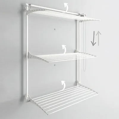 Zdjęcie produktu dla Kompaktowy pionowy regał na pranie 108 x 52 x 137 cm, biały
