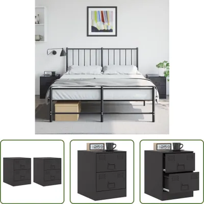 Produktbild von The Living Store Nachttische 2 Stk. Schwarz 34,5x39x44 cm Stahl
