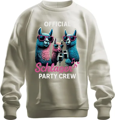 Produktbild von Schlager Party Crew Offiziell Alpaka Lama Prosecco Musik Fanclub Uni Sweatshirt Pullover, Natur, L