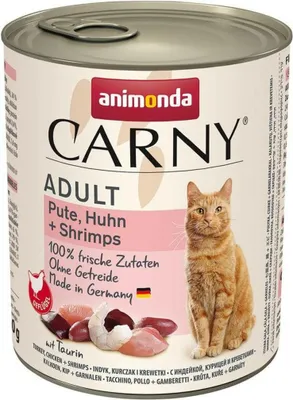 Produktbild von animonda Carny Adult Pute, Huhn + Shrimps, Adult, Huhn, Garnele, Türkei, 800 g, Getreidefrei, Ohne Soja, Ohne künstliche Farbstoffe