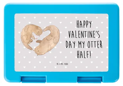 Produktbild von Mr. & Mrs. Panda Bentobox Otter Valentine - Grau Pastell - Geschenk, Vorratsdose, Bento Box, Freund, Hochzeitstag, Vesperbox, für Freundin, Valentinstag, Snackbox, Frauen