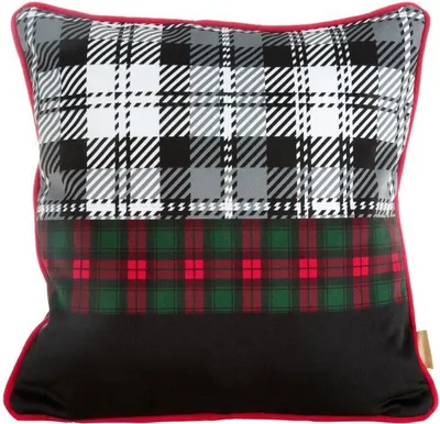 Obrázek produktu pro Vánoční povlak na polštář 45x45 cm Kostkovaná černá červená dekorace