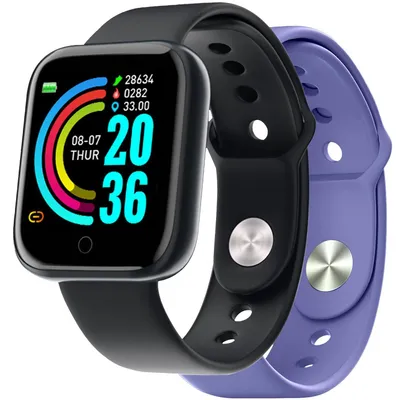 Image de Montre intelligente Trainerbeat avec deux bracelets Noir + Violet