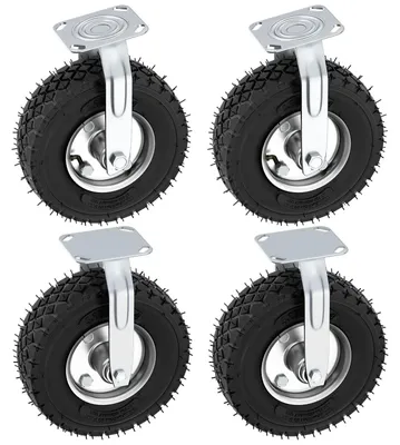 Image de Lot de 4 roulettes pour meubles – Roulettes de forte capacité – Roues de 200 mm – 2 roulettes pivotantes + 2 roulettes fixes – En caoutchouc – Capacité de charge : 200 kg – Pour meubles et chariots
