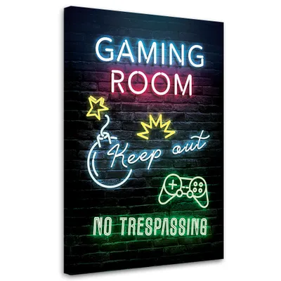 Produktbild von Leinwandbild Aufschrift Spielerzimmer Gaming 40x60 Feeby Bunt bild für die wand bereit zum aufhängen