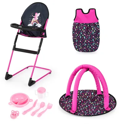 Productafbeelding van Bayer Design 63280AC: Poppenstoel, speelboog, poppenslaapzak en poppenaccessoires voor rollenspellen voor kinderen, speelset geschikt voor kinderen vanaf 3 jaar