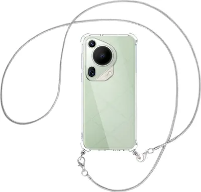 Produktbild von Handykette Backcover-Schutzhülle mit Band (Metall silberfarben) für Huawei Pura 70 Ultra - silberfarbene Snake-Kette