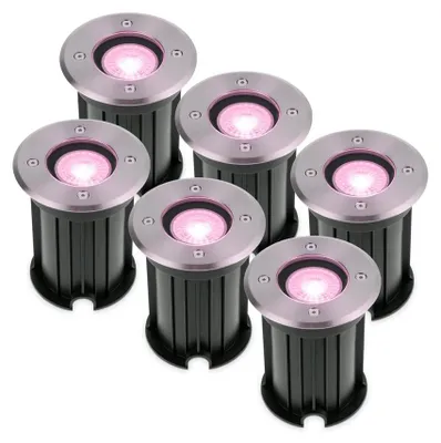 Image de HOFTRONIC - Spot LED au sol Maisy 5,5W RGBWW GU10 IP67 inox 6 pièces