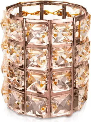 Produktbild von Stiftehalter - Rundes Design für den Schreibtisch - Kosmetikaufbewahrung - Kristall Make-up Pinselhalter - Roségold