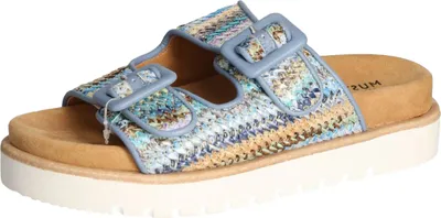 Produktbild von Mustang Damen Pantolette Schnalle Plateau Bastoptik 1461-705, Größe:40 EU, Farbe:Blau
