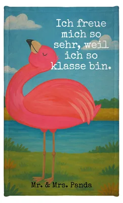 Produktbild von Mr. & Mrs. Panda Handtuch Flamingo Stolz Design - Weiß - Geschenk, Beste Freundin, baumwolle, Selbstliebe, Frotteetuch, Gäste-WC, Schwester, Kleines, Mama, gäste wc
