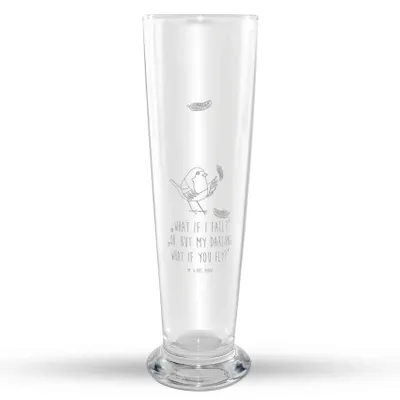 Produktbild von Mr. & Mrs. Panda Weizenglas Rotkehlchen Federn - Transparent - Geschenk, Lustige Sprüche, Mr Mrs, Weizenbier Glas, Weißbierglas, Bier, fliegen, Vogel, Spruch Mut, Weizen