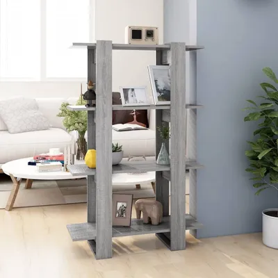 Image de The Living Store Bibliothèque/séparation de pièce Gris Sonoma 80x30x123,5 cm