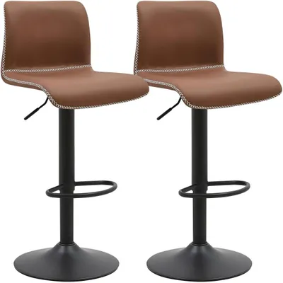 Immagine prodotto di Sgabelli da bar Henchy, set di 2 pezzi, ecopelle marrone