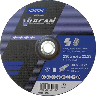 Image de Disque à ébarber Vulcan acier/inox courbé 230x6,4