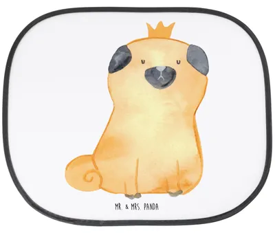Produktbild von Mr. & Mrs. Panda Auto Sonnenblende Mops Krone - Weiß - Geschenk, Sonnenschutz, Hund, für, Sprüche, Autoscheiben, Autoscheibe, Seitenscheibe, Königlich, König