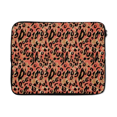 Produktbild von MuchoWow® Laptop Hülle 17 Zoll Laptoptasche Tiermuster - Panther - Rosa - Zipper - Schutzabdeckung