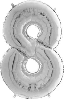 Zdjęcie produktu dla Balon foliowy Cyfra 8 Srebrna - 102 cm Grabo