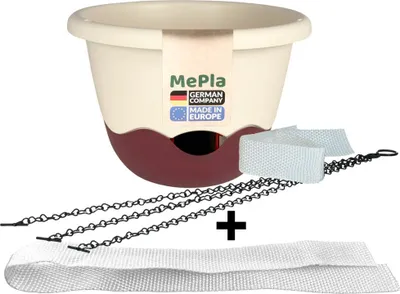 Produktbild von MePla - 1 Stück Ampel Mareta ø25 Elfenbein/Weinrot + 1 x Ersatzbewässerungsband