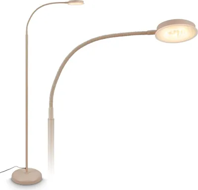 A floor lamp with a flexible neck and LED light.