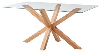Produktbild von home24 Esstisch Rechteckig - Glas / Eiche Massiv - Eiche