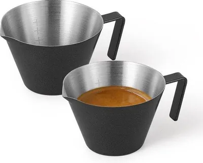 Productafbeelding van Famanu roestvrijstalen maatbekers voor koffie - 2 stuks, 2 ons, geschikt voor espresso