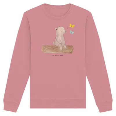 Produktbild von Mr. & Mrs. Panda Rundhals Pullover Bär Naturliebhaber Größe S - Canyon Pink - Geschenk, Sweater, Outdoor, Pulli, Sweatshirt, Bio Baumwoll, Wandern, Nature Lover