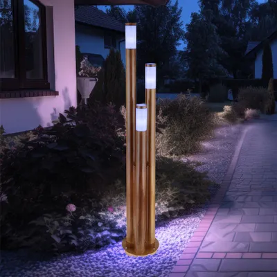 Produktbild von Smart RGB LED Stehleuchte Edelstahl, Holz-Optik, H 170 cm