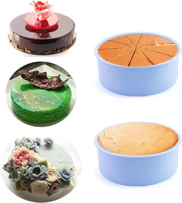Produktbild von Silikon-Backformen - Set mit 2 Stück - Rund - 15 cm - Backformen für Heißluftfritteusen - Ideal für Kuchen, Brot und Käsekuchen