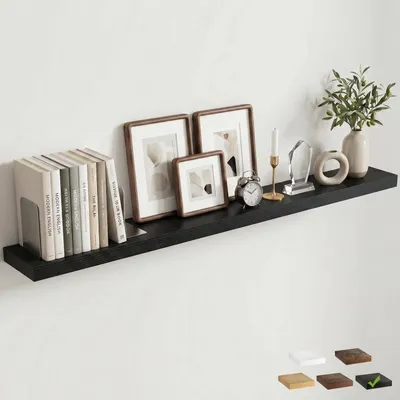 Immagine prodotto di Mensole sospese a parete, 140 cm, nere, resistenti, stabili, facili da montare