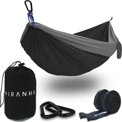 Produktbild von Famanu Hängematte für 2 Personen - 300 kg Tragfähigkeit - doppelte Hängematte mit Befestigungsset - Nylon Camping Hängematte - 290 x 140 cm