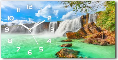 Produktbild von Wanduhr aus Glas – 60x30 cm - Glasbild - Glasuhr - Gehärtetes Glas - weisse-zeiger - Kaskade