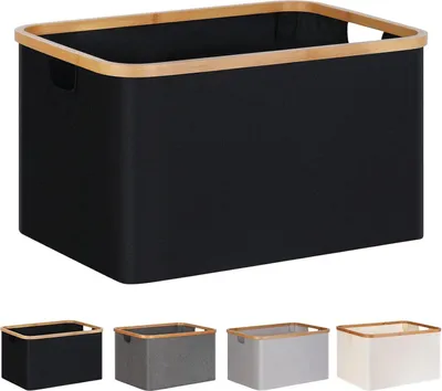 Obrázek produktu pro Skládací koš na prádlo 60L Bamboo Fabric Storage Basket Black-60l