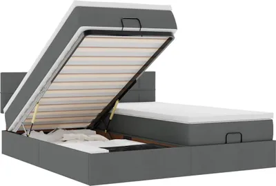 Obrázok produktu pre vidaXL Osmanská posteľ s matracmi tmavosivá 160x200 cm látka