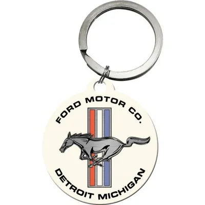 Immagine prodotto di Nekupto Portachiavi retrò rotondo Ford Mustang (cavallo e strisce) NA48041