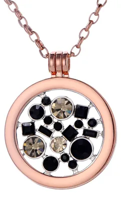 Produktbild von Morella Damen Halskette roségold 70 cm Edelstahl mit Amulett und Coin 33 mm Universum in Schmuckbeutel